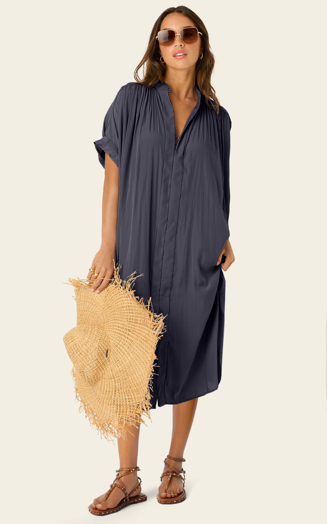 The Multiwear Shirt Dress - Skyfall Grey, Midi