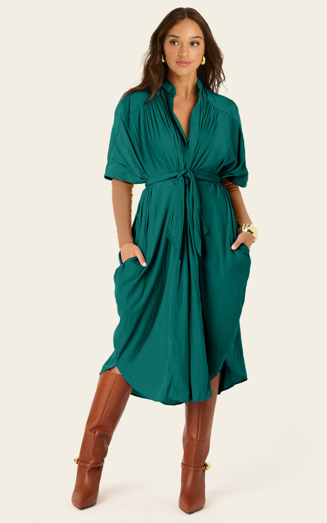 The Multiwear Shirt Dress - Juniper, Midi