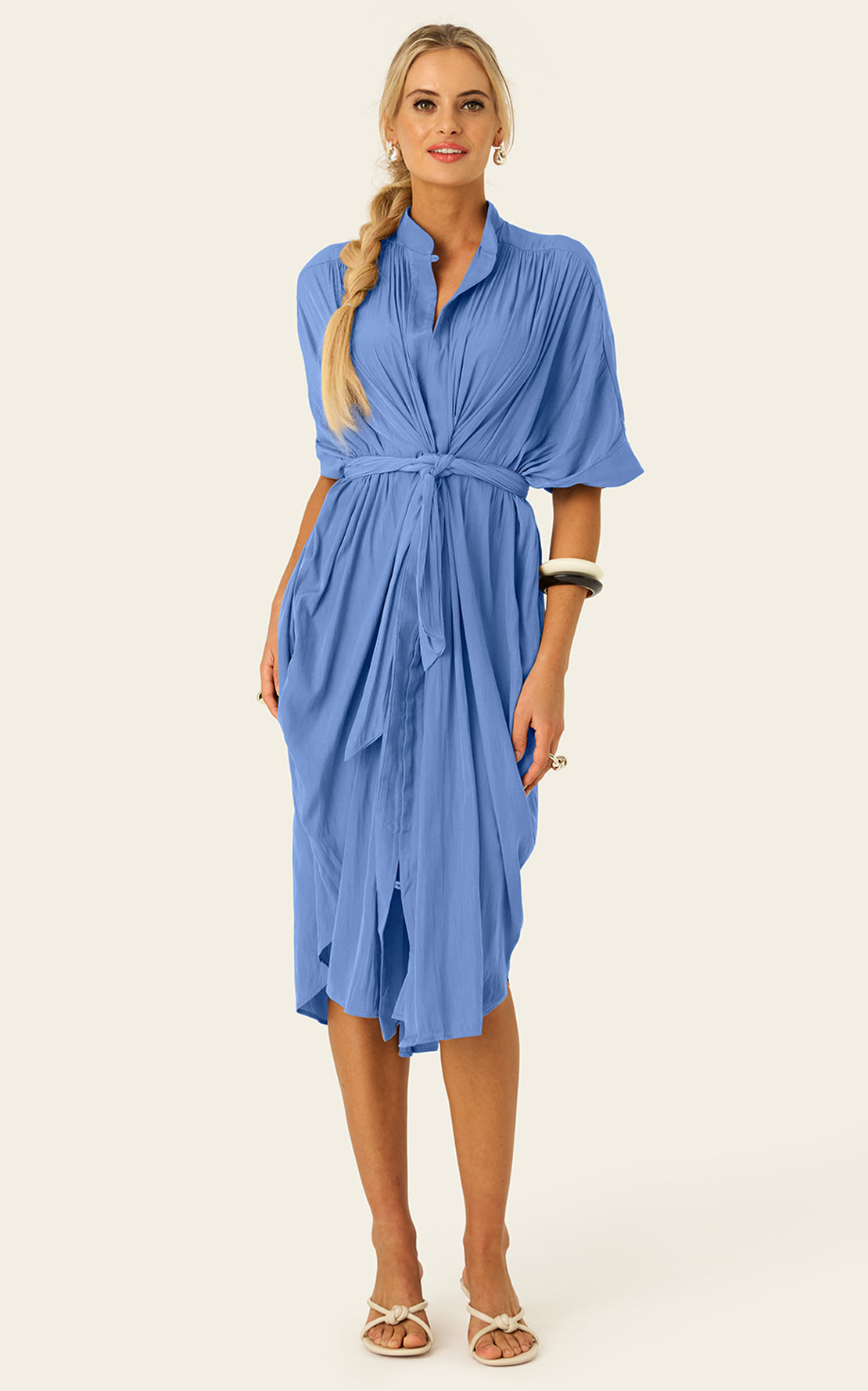 The Multiwear Shirt Dress - Cornflower, Midi