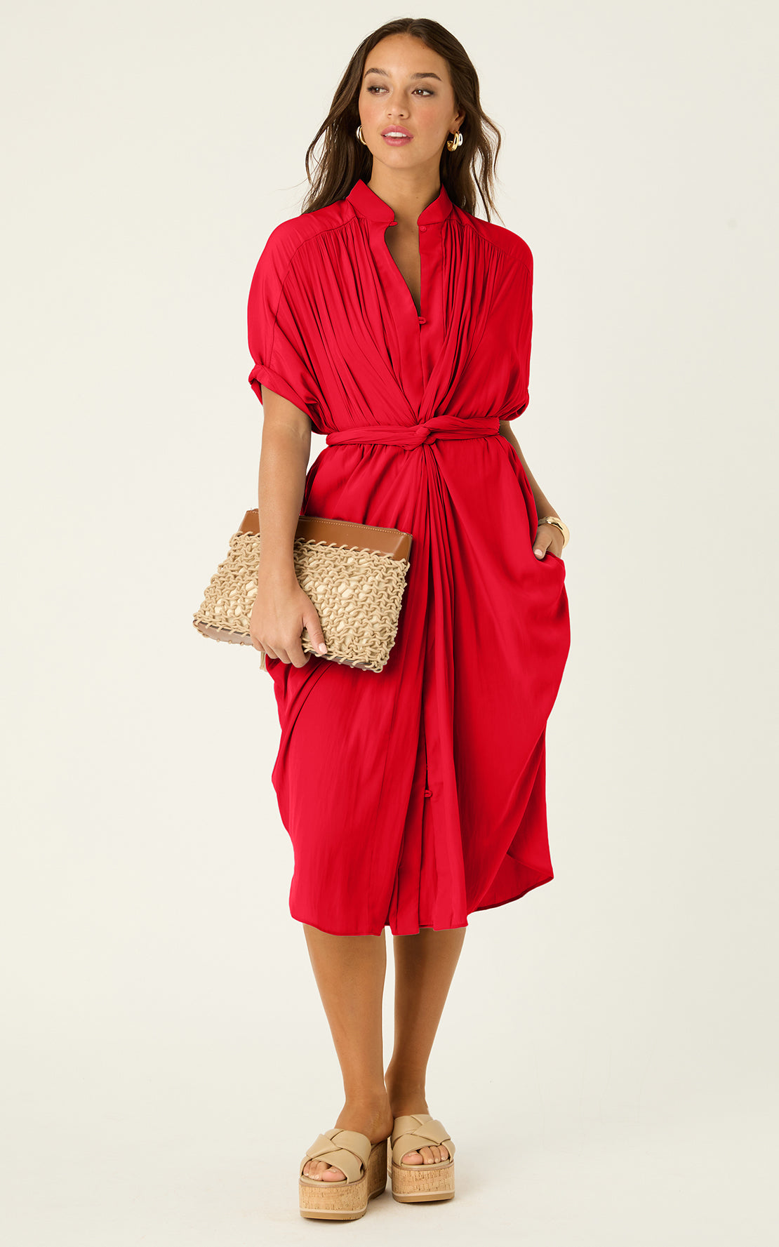 The Multiwear Shirt Dress - Rouge Délice, Petite