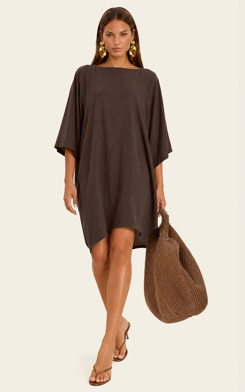 The Luxe Luna Mini Kaftan - Cacao Noir