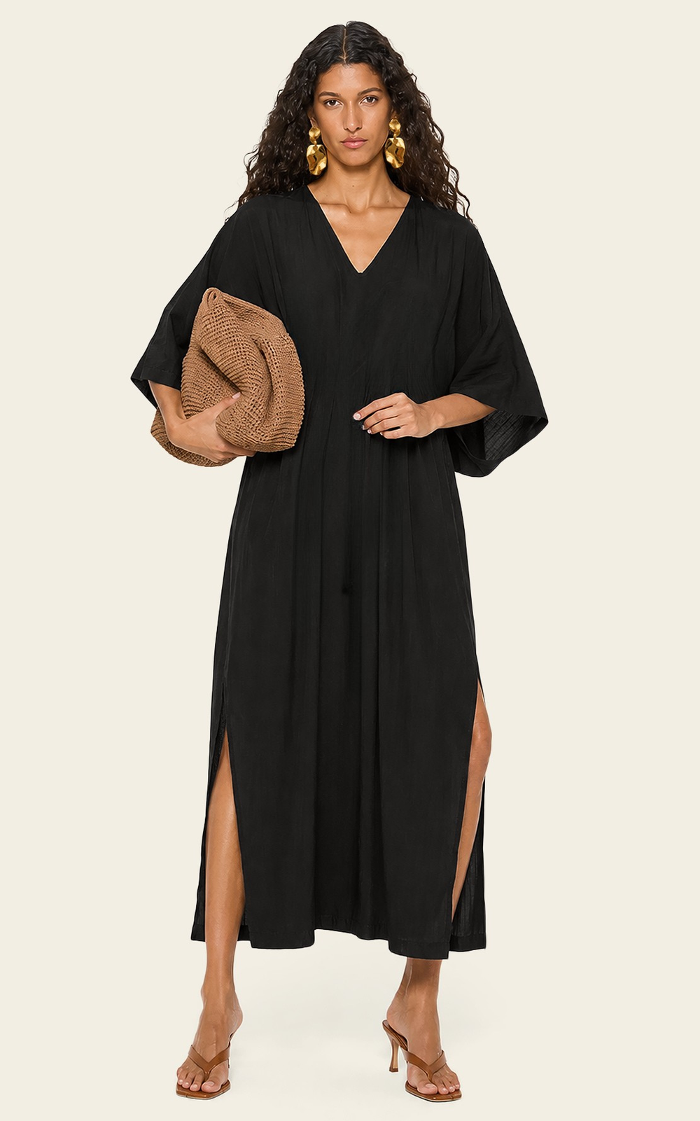 The Luxe Luna Maxi Kaftan - Black