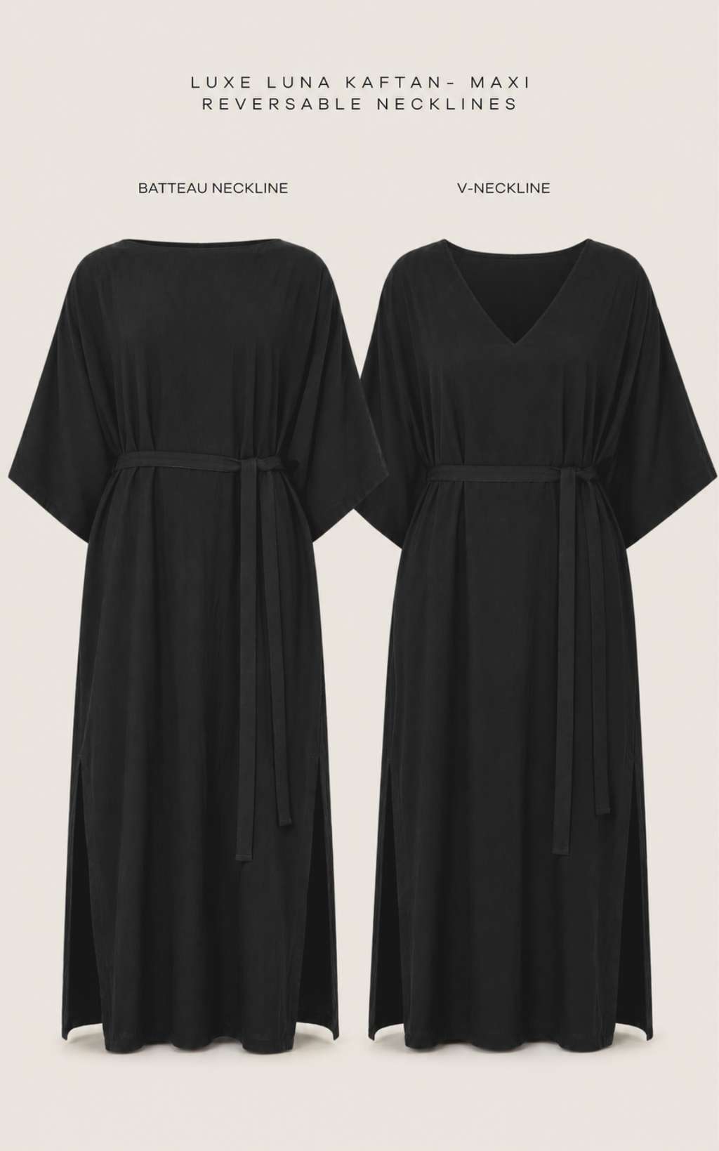 The Luxe Luna Maxi Kaftan - Black