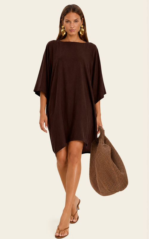The Luxe Luna Mini Kaftan - Cacao Noir
