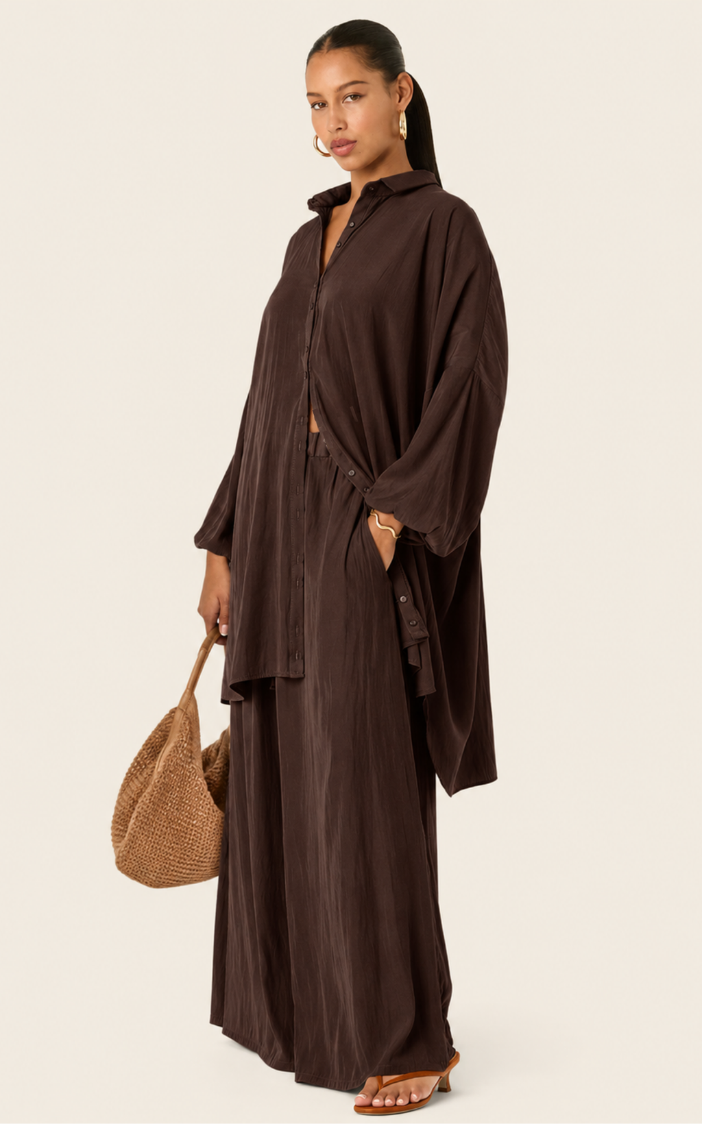 The Luxe Draper Shirt - Cacao Noir