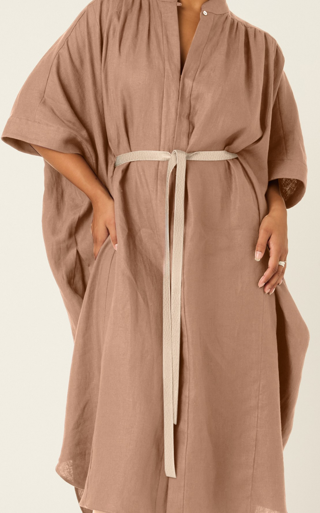 The Luxe Leather Wrap Belt - Stone
