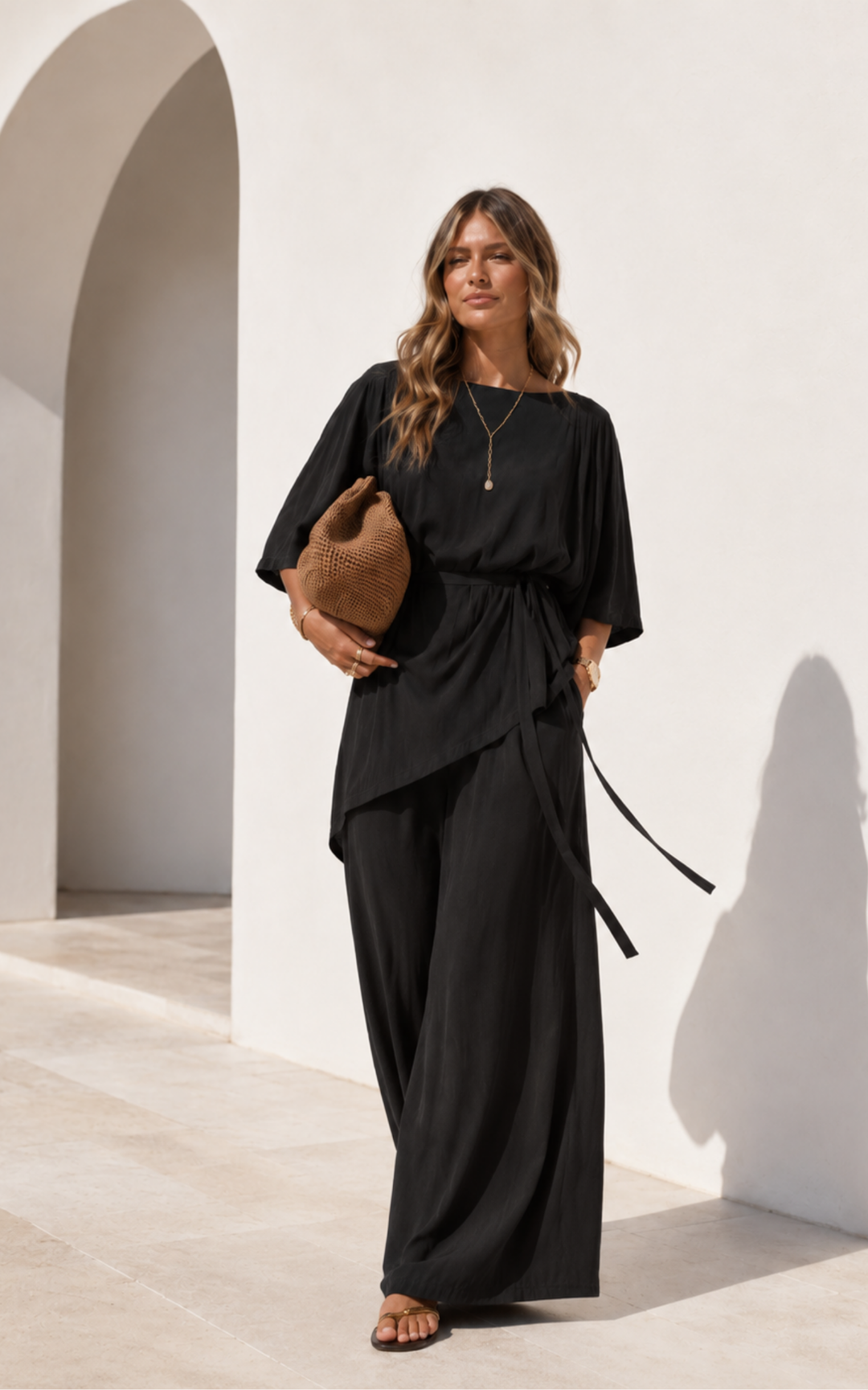 The Luxe Arc Blouse - Black