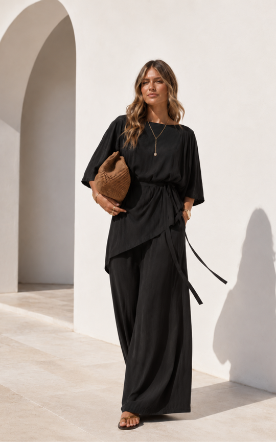 The Luxe Arc Blouse - Black