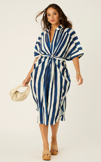 The Multiwear Shirt Dress - Shibori Stripe, Midi