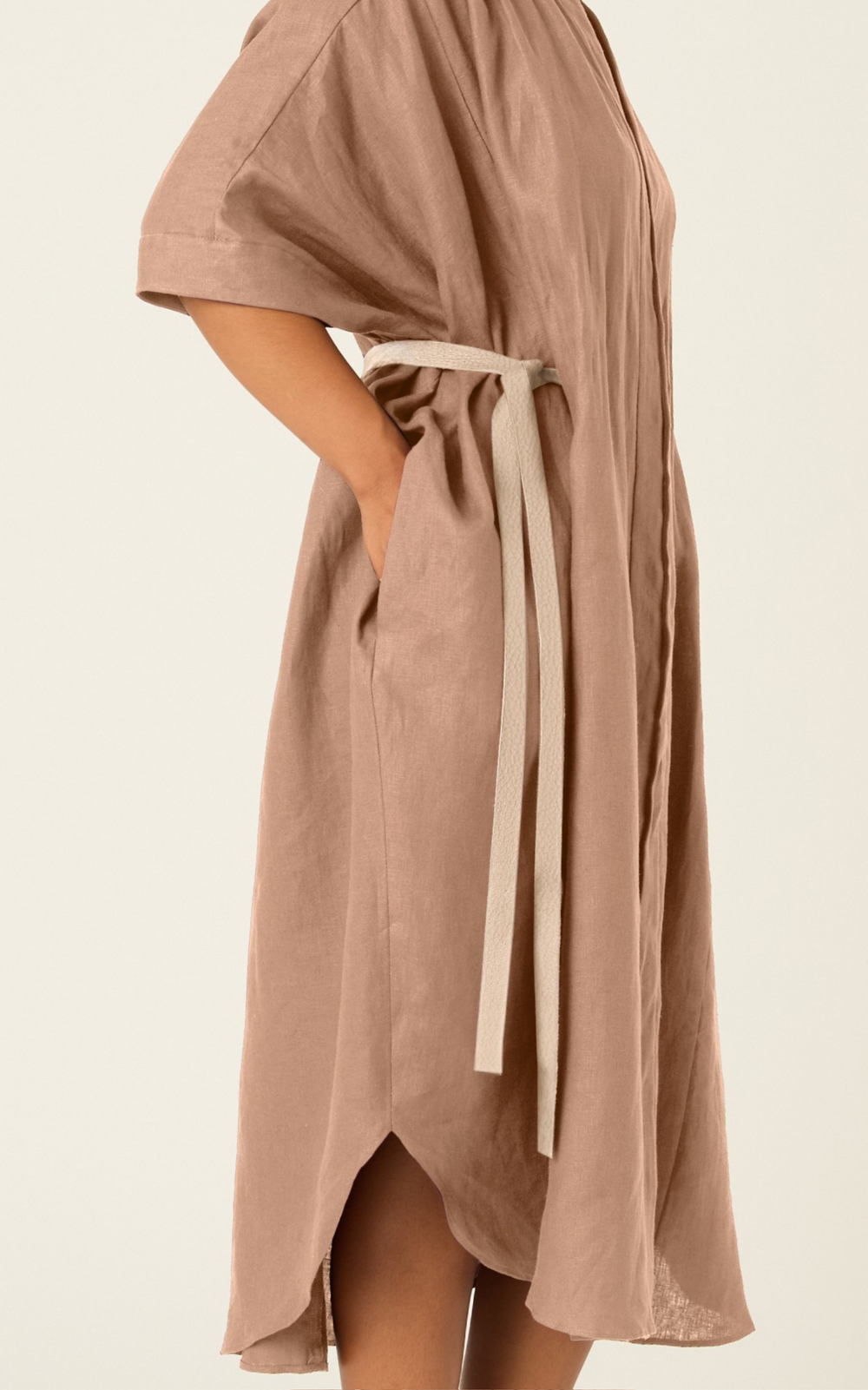 The Luxe Leather Wrap Belt - Stone Length: Medium