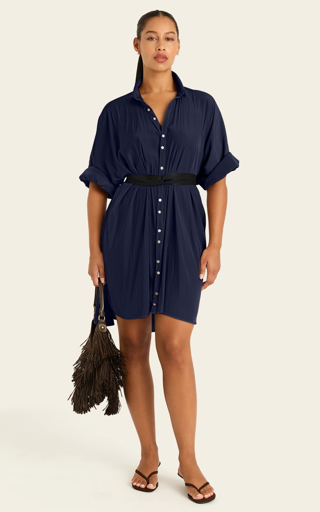 The Luxe Draper Shirt - Night Sea