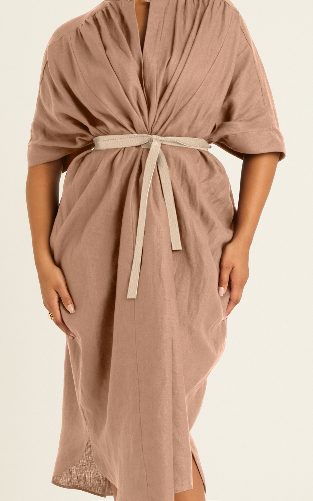 The Luxe Leather Wrap Belt - Stone