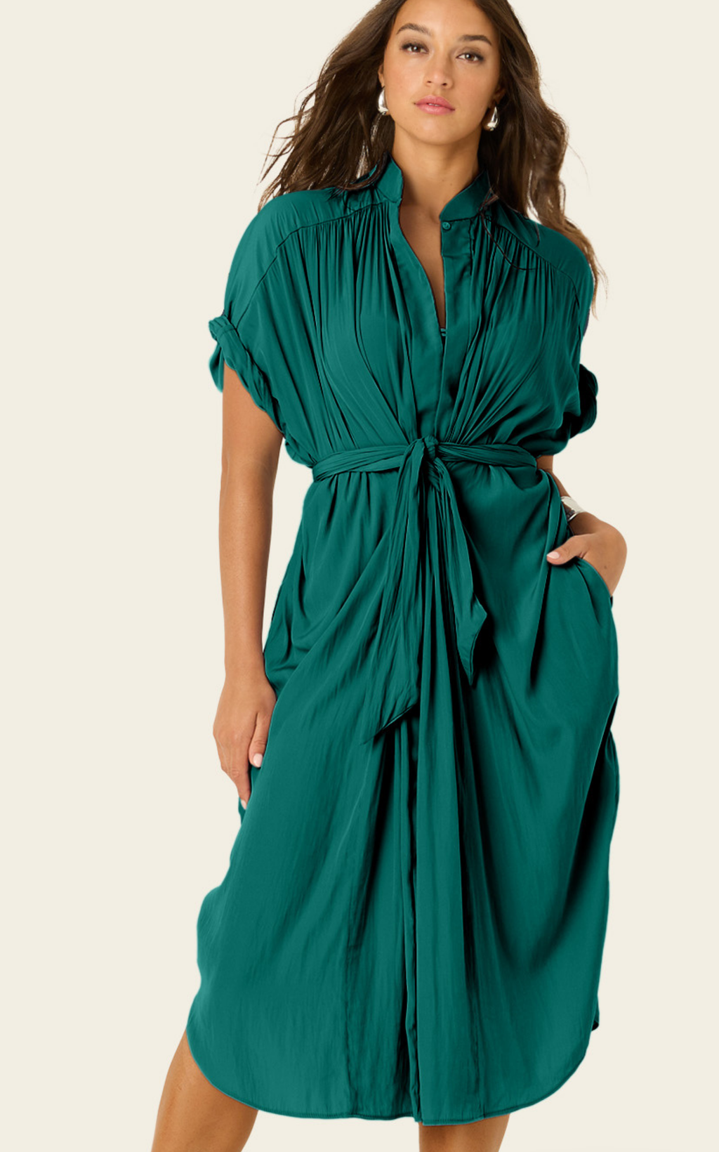 The Multiwear Shirt Dress - Juniper, Midi