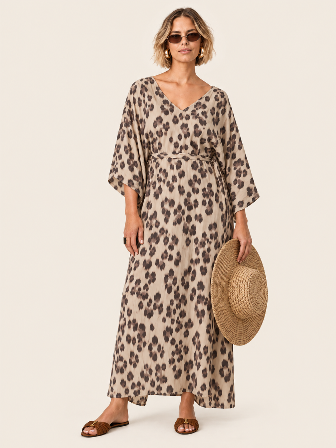 The Luxe Luna Maxi Kaftan - Snow Leopard