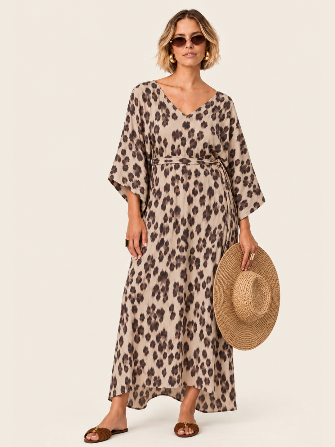The Luxe Luna Maxi Kaftan - Snow Leopard