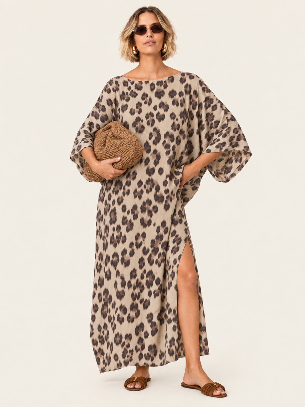 The Luxe Luna Maxi Kaftan - Snow Leopard