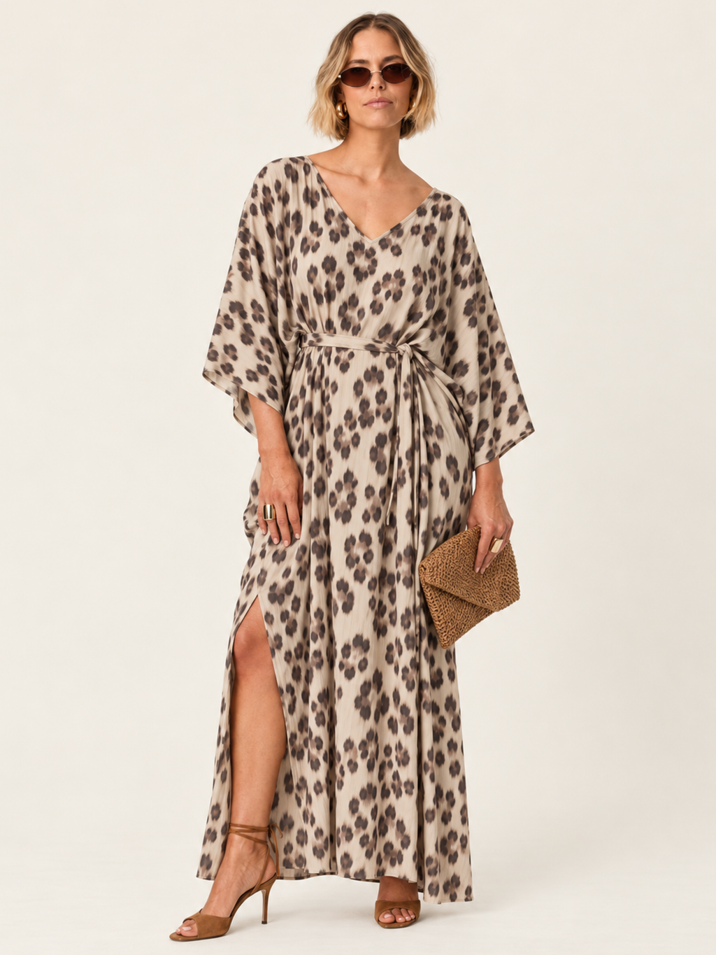 The Luxe Luna Maxi Kaftan - Snow Leopard