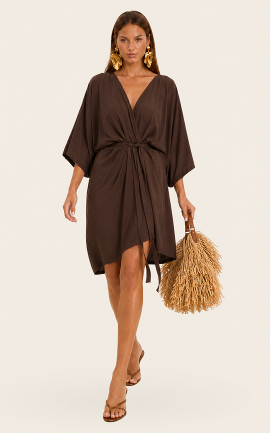 The Luxe Luna Mini Kaftan - Cacao Noir