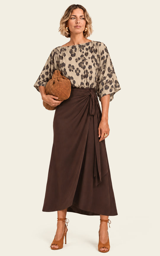 The Luxe Arc Blouse - Snow Leopard