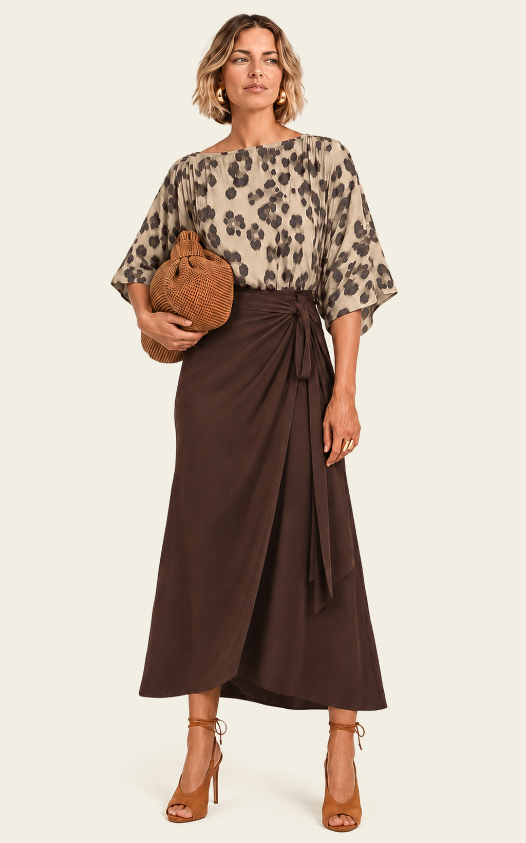 The Luxe Arc Blouse - Snow Leopard