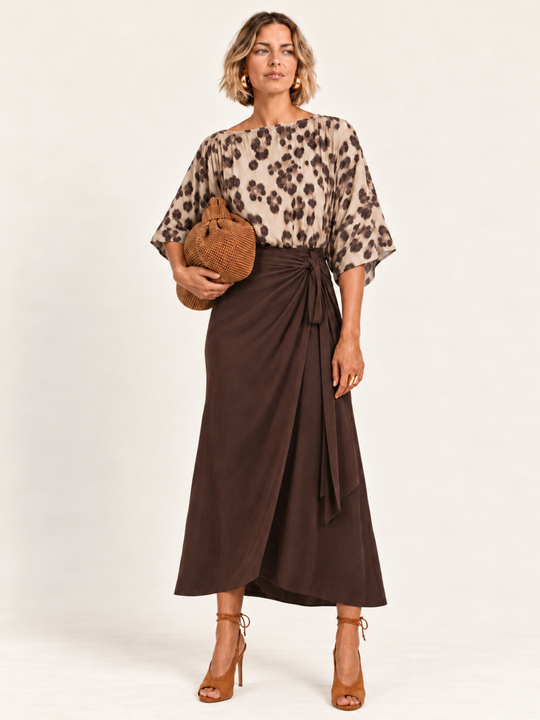 The Luxe Arc Blouse - Snow Leopard