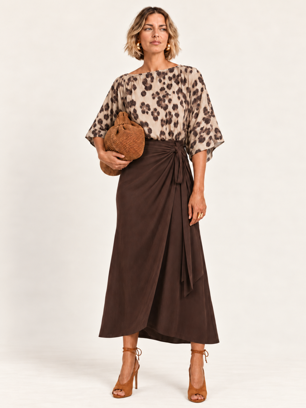 The Luxe Arc Blouse - Snow Leopard