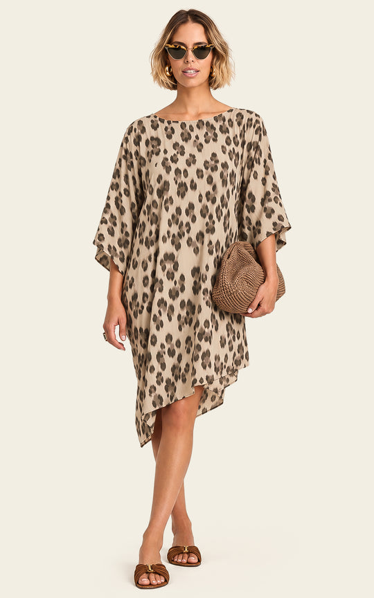 The Luxe Luna Mini Kaftan - Snow Leopard