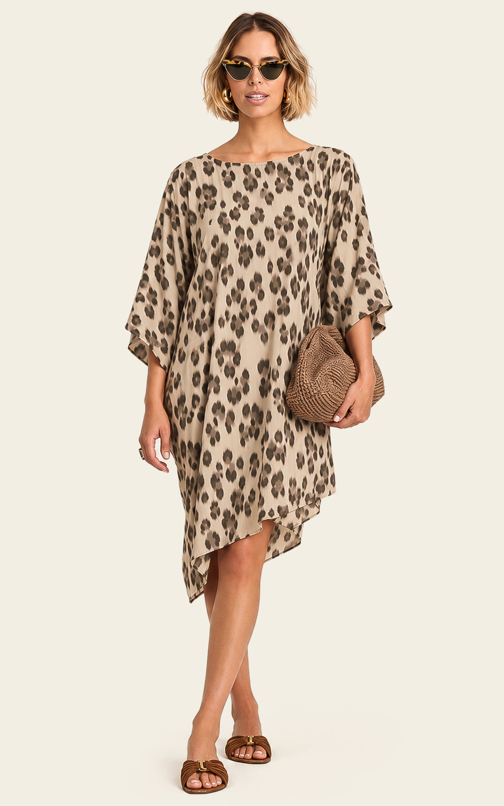 The Luxe Luna Mini Kaftan - Snow Leopard