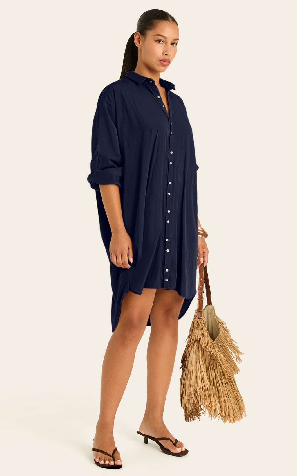 The Luxe Draper Shirt - Night Sea