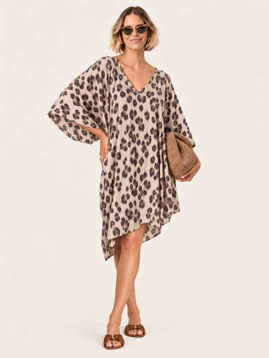 The Luxe Luna Mini Kaftan - Snow Leopard