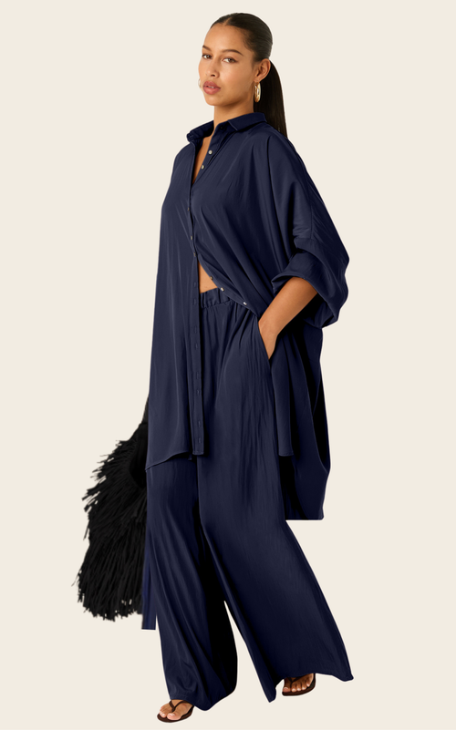 The Luxe Palazzo Pant - Night Sea