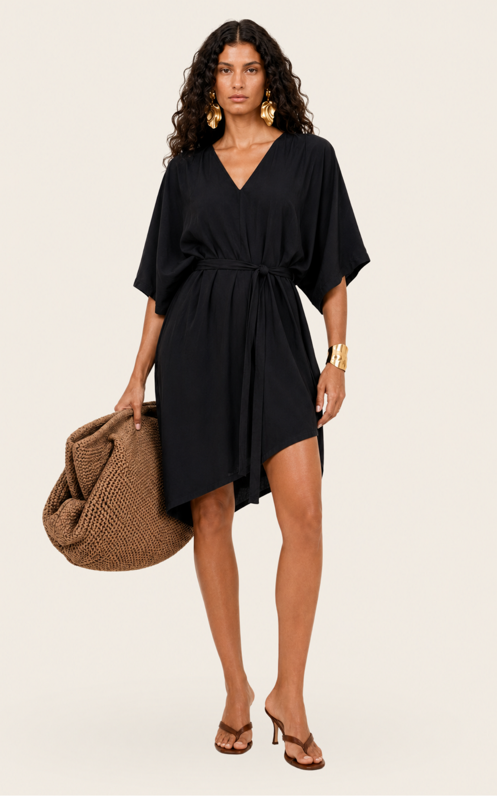The Luxe Luna Mini Kaftan - Black