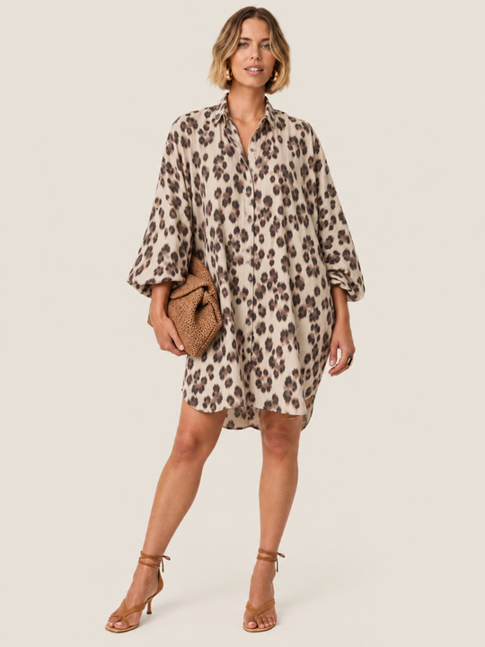 The Luxe Draper Shirt - Snow Leopard