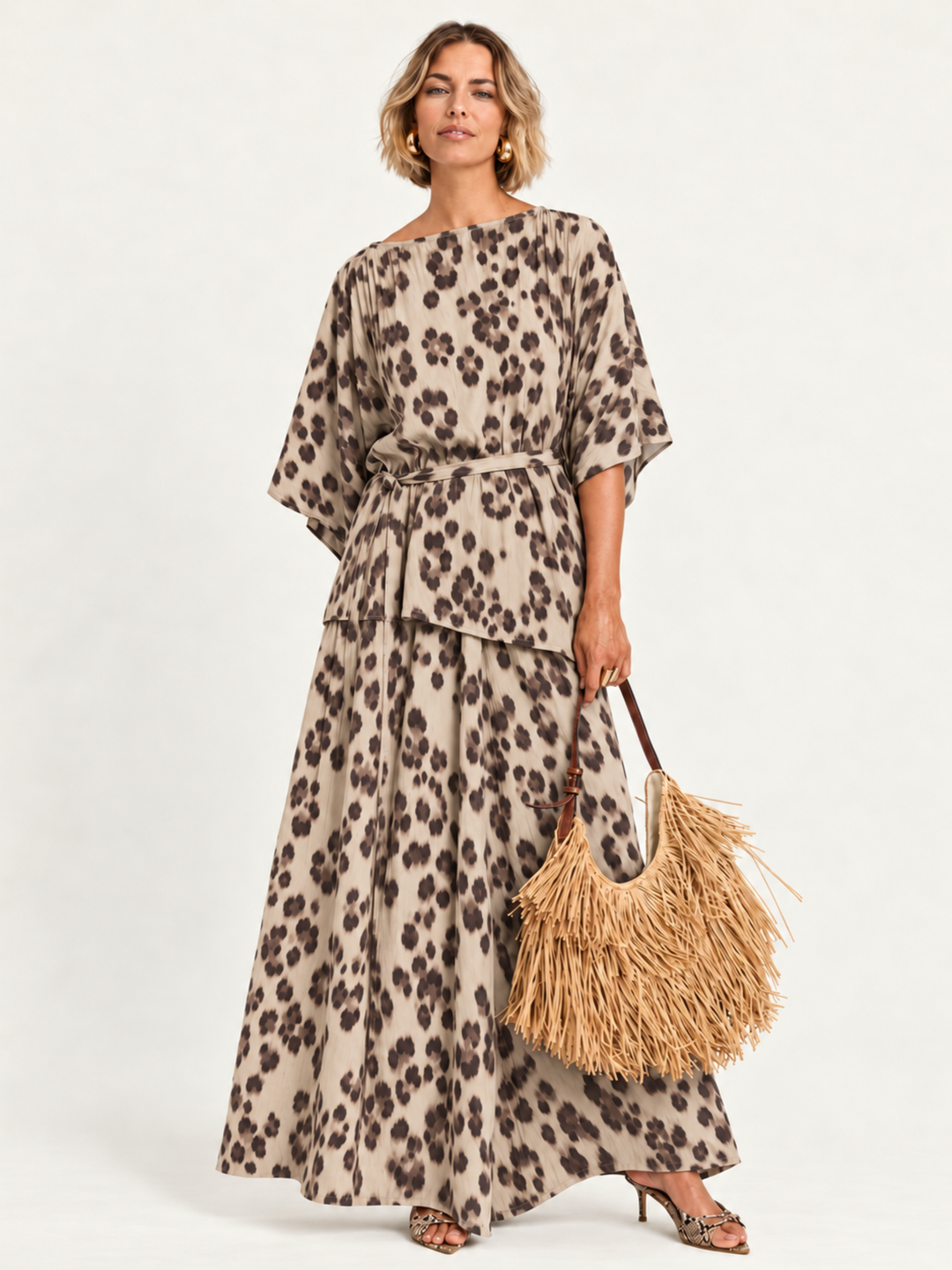 The Luxe Arc Blouse - Snow Leopard
