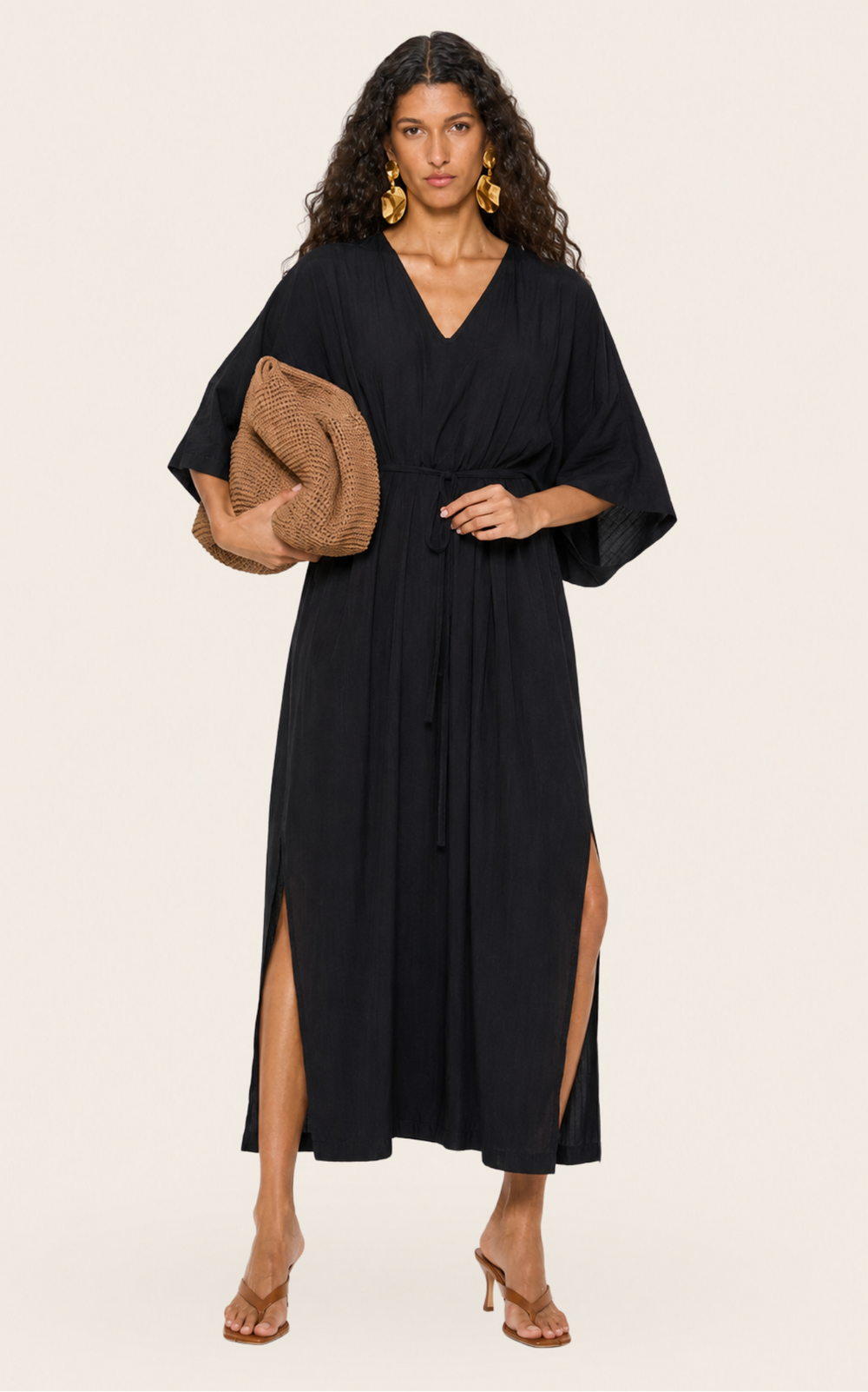 The Luxe Luna Maxi Kaftan - Black