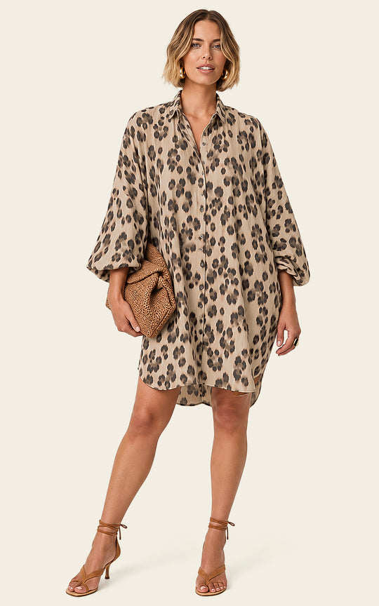 The Luxe Draper Shirt - Snow Leopard