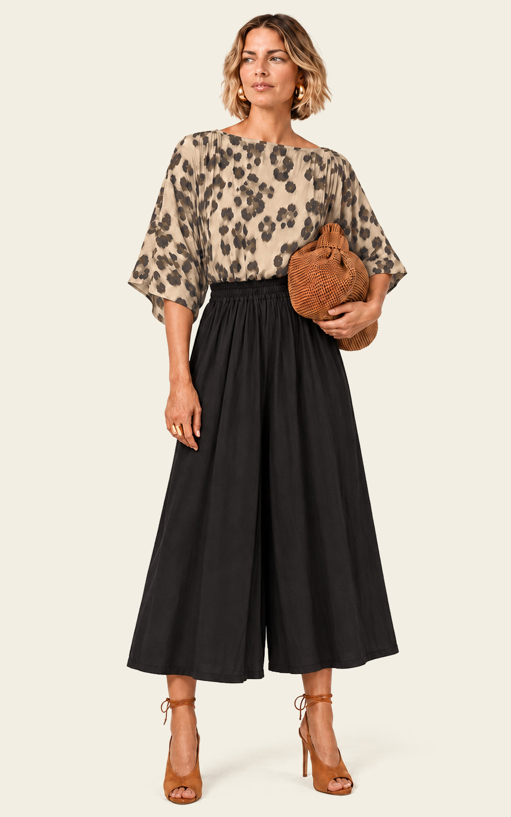 The Luxe Arc Blouse - Snow Leopard