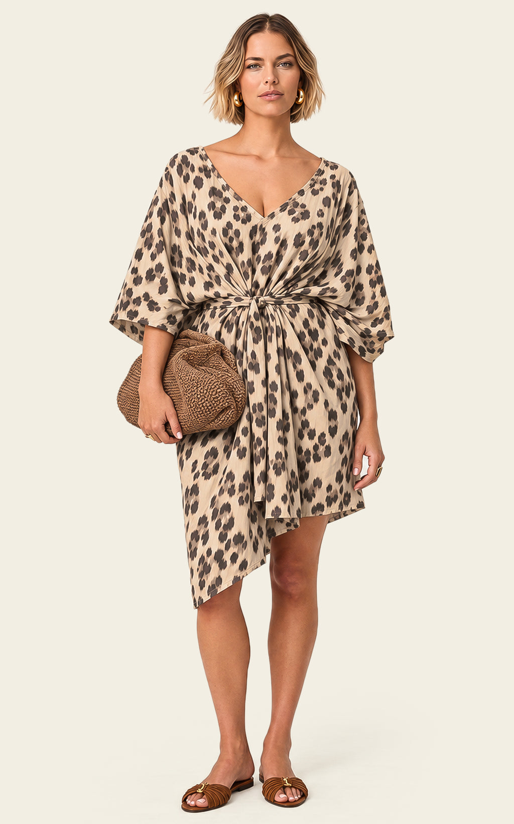 The Luxe Luna Mini Kaftan - Snow Leopard