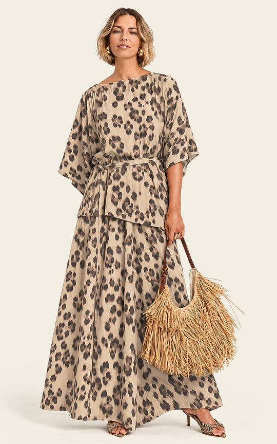 The Luxe Arc Blouse - Snow Leopard