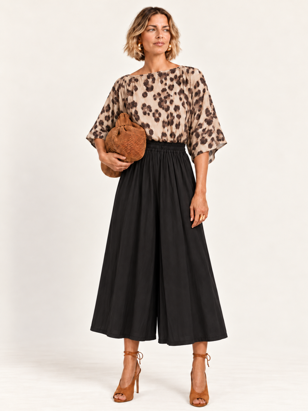 The Luxe Arc Blouse - Snow Leopard