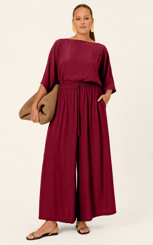The Luxe Palazzo Pant - Blackberry