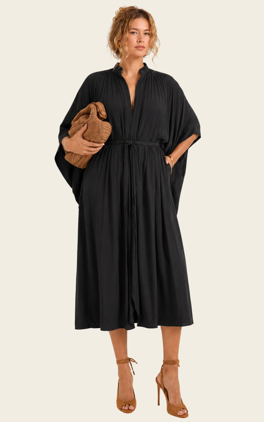 The Multiwear Shirt Dress - Black, Midi