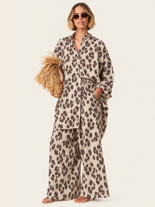 The Luxe Palazzo Pant - Snow Leopard