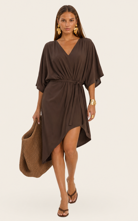 The Luxe Luna Mini Kaftan - Cacao Noir