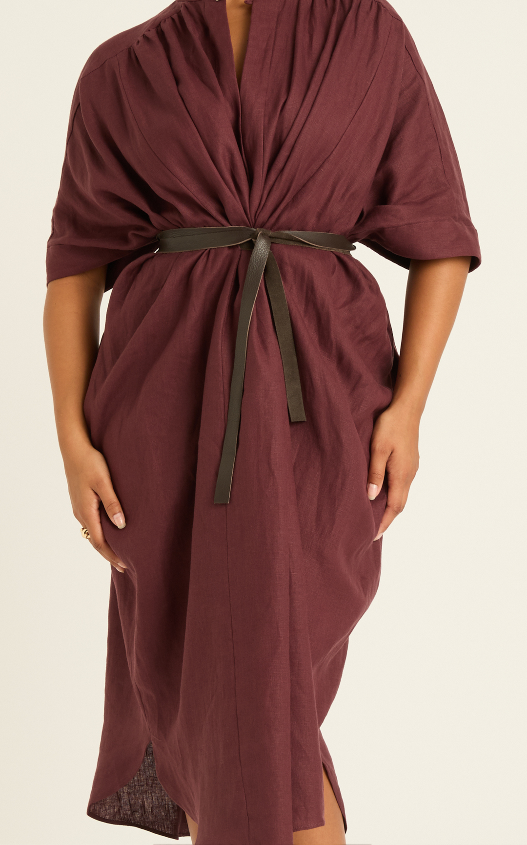 The Luxe Leather Wrap Belt - Cacao Length: Long