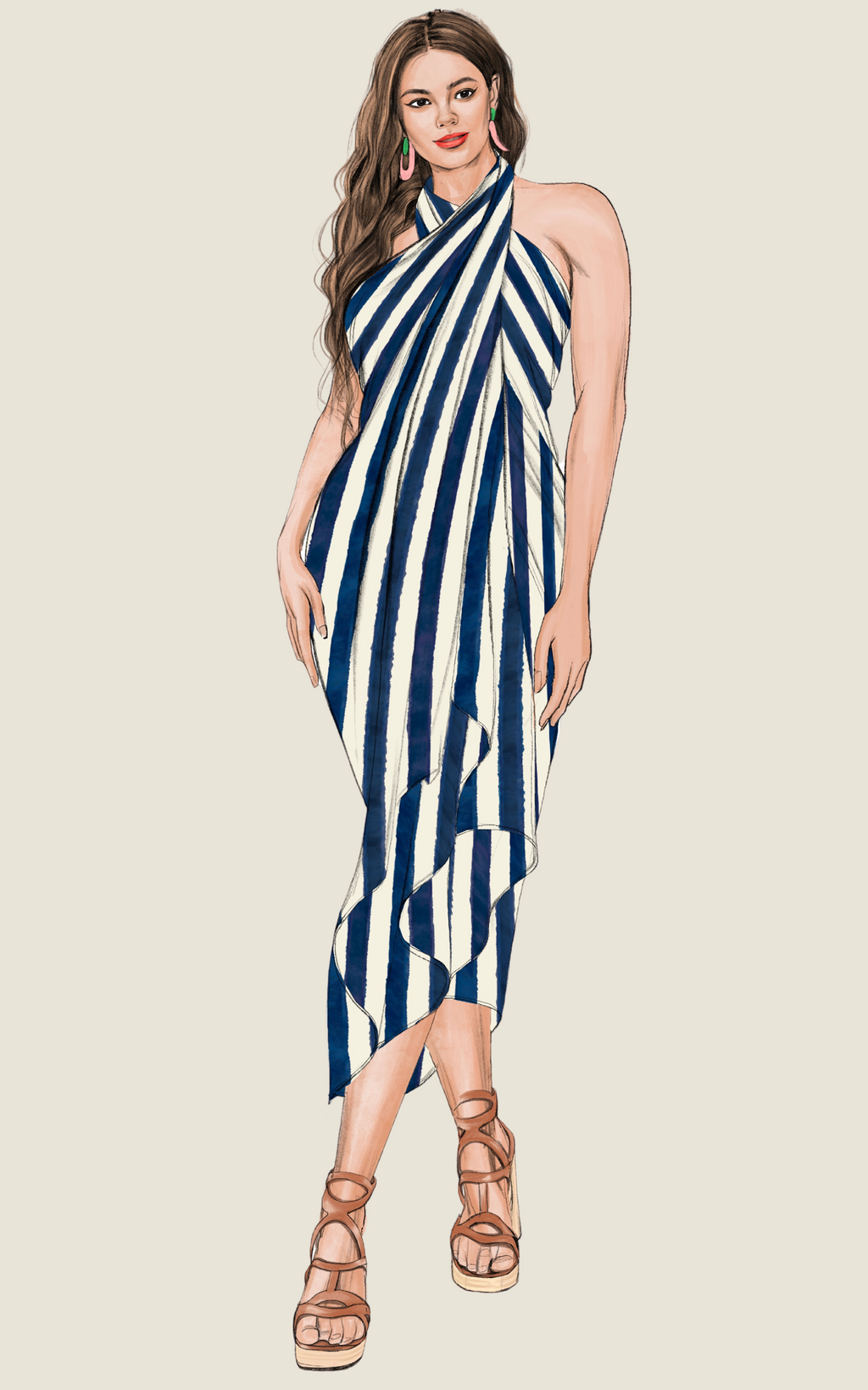The Luxury Multiwear Wrap / shibori stripe