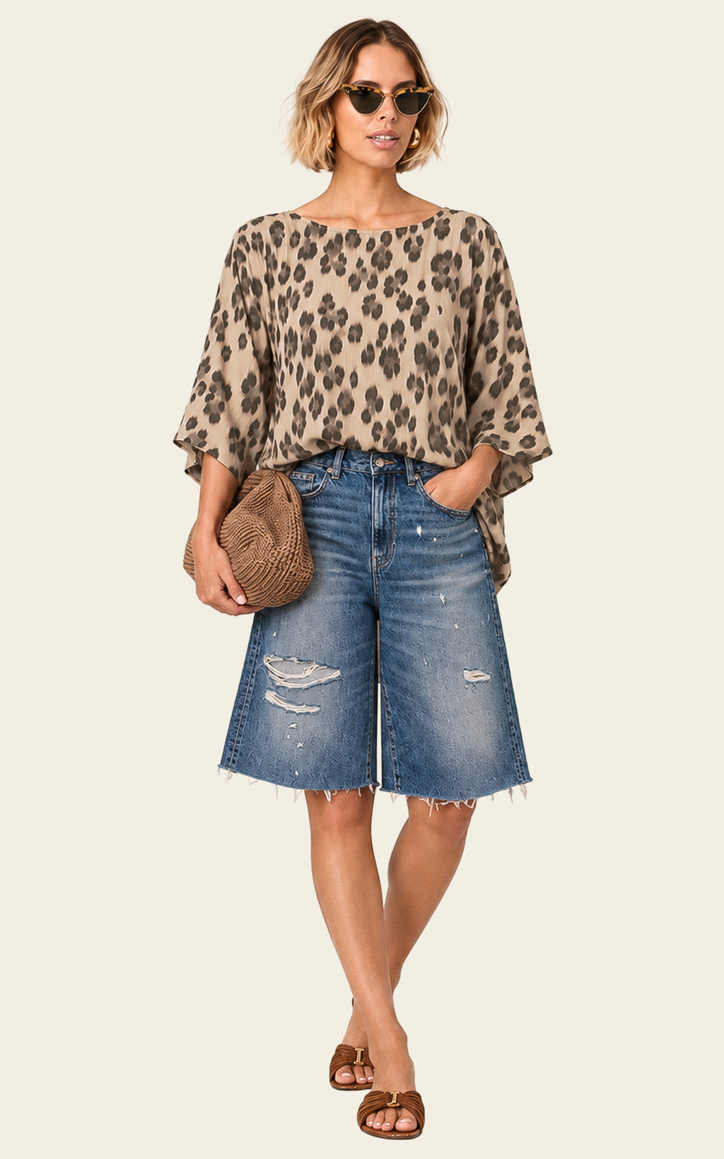 The Luxe Arc Blouse - Snow Leopard