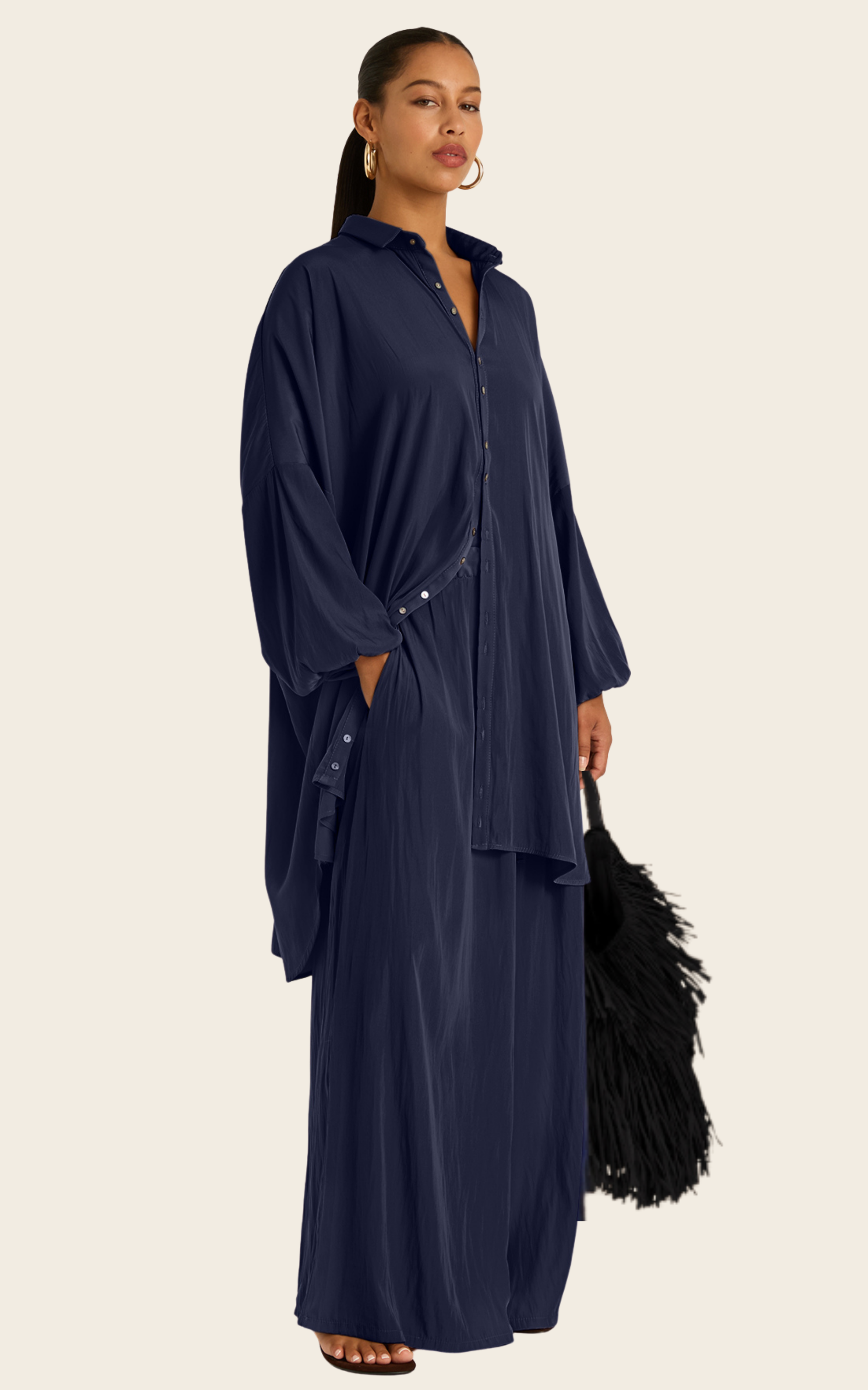 The Luxe Draper Shirt - Night Sea