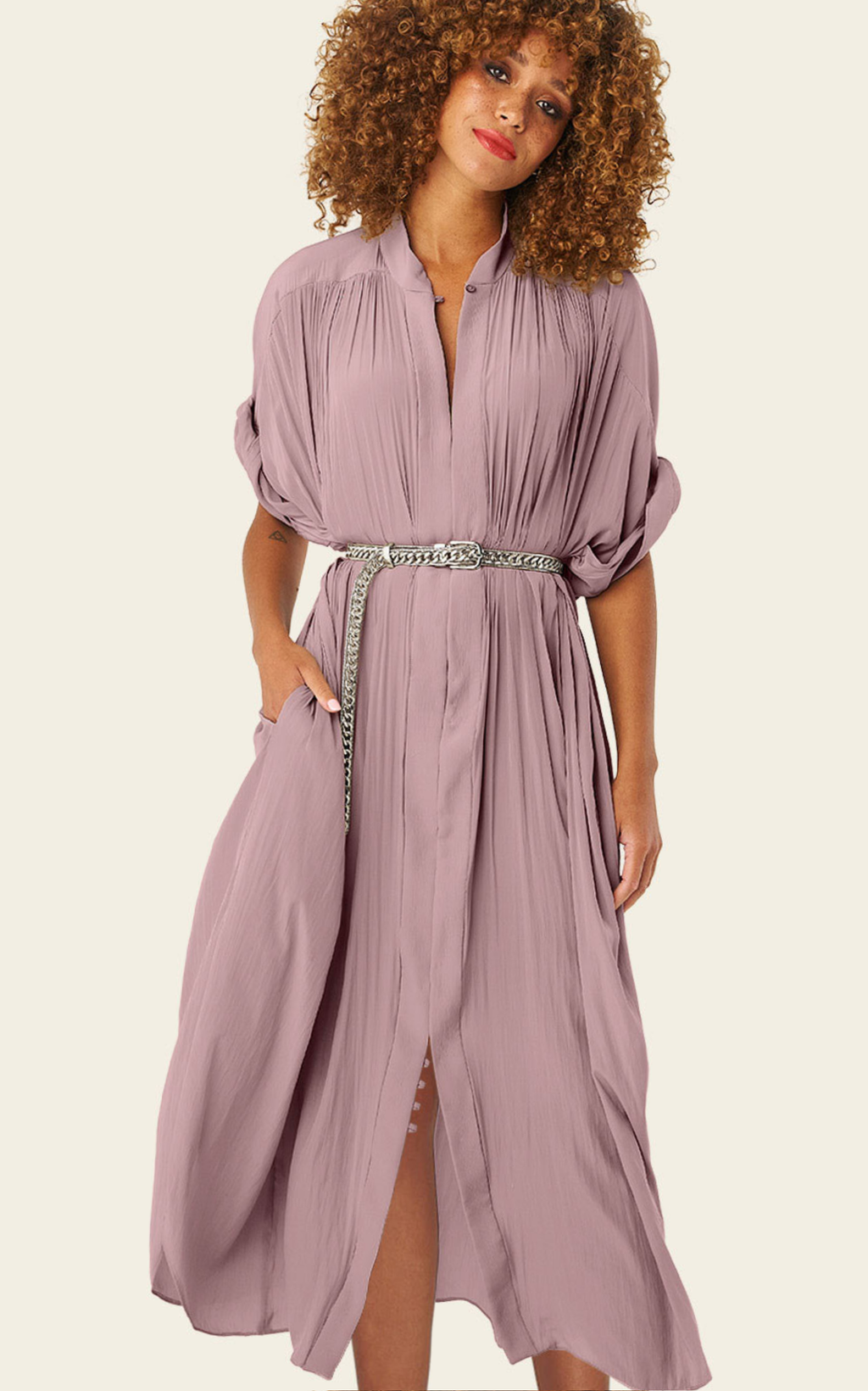 The Multiwear Shirt Dress - Mauve Maxime #9, Midi