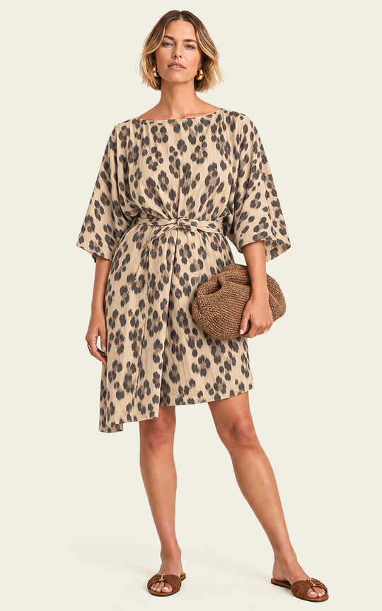 The Luxe Luna Mini Kaftan - Snow Leopard